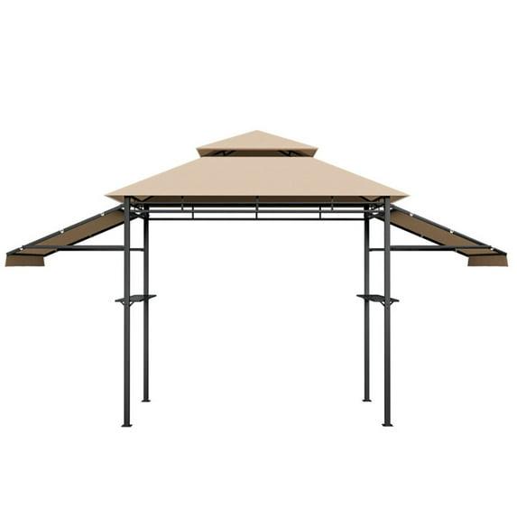 Canddidliike 13.5 x 4 Feet Patio BBQ Grill Gazebo Canopy with Dual Side Awnings-Beige, Outdoor Party Event Tents for Outside Party Waterproof Tent BBQ Shelter