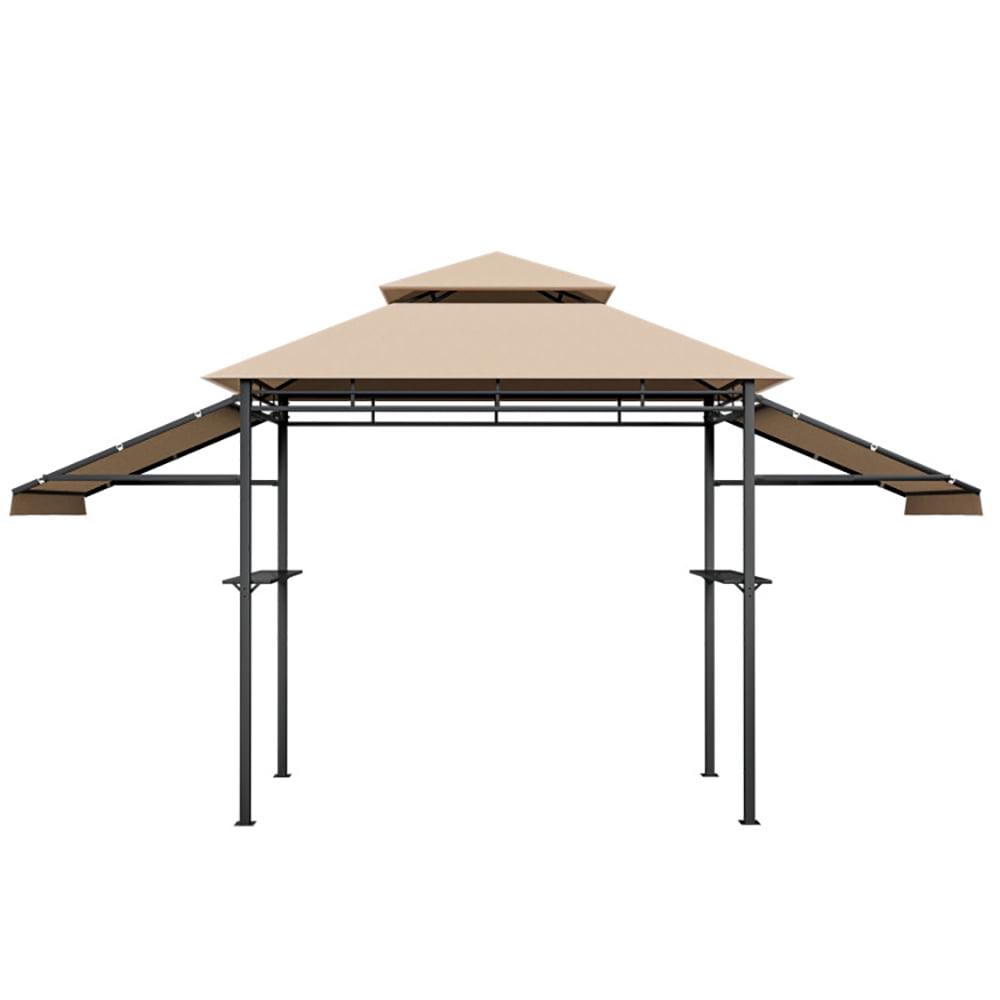 Canddidliike 13.5 x 4 Feet Patio BBQ Grill Gazebo Canopy with Dual Side Awnings-Beige, Outdoor Party Event Tents for Outside Party Waterproof Tent BBQ Shelter