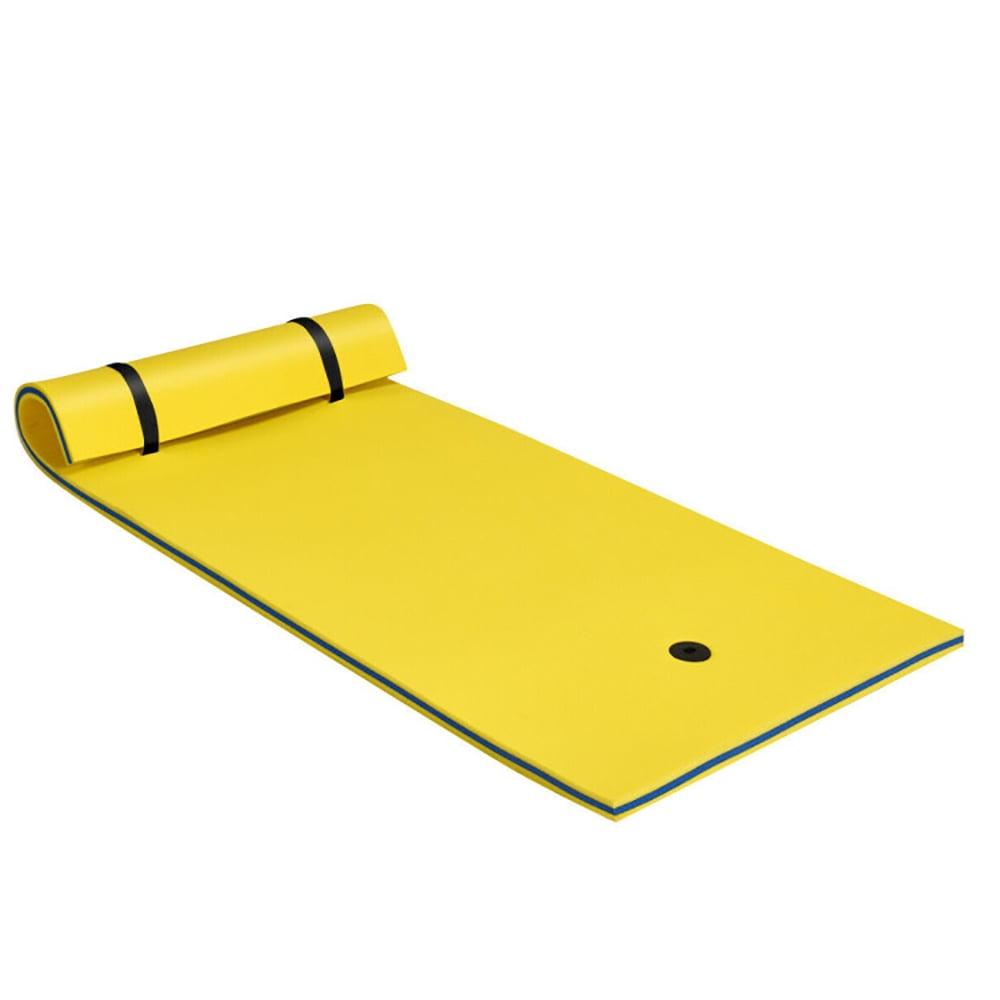 Costway 3-Layer Tear-Resistant Foam Floating Pad Island Water Sports Relaxing Yellow