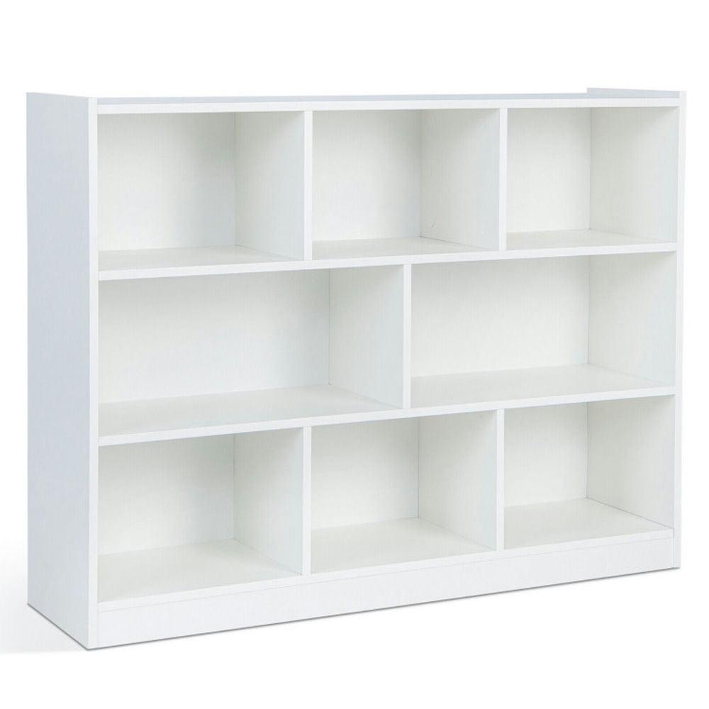 Costway 3-tier Open Bookcase 8-Cube Floor Standing Storage Shelves Display Cabinet White