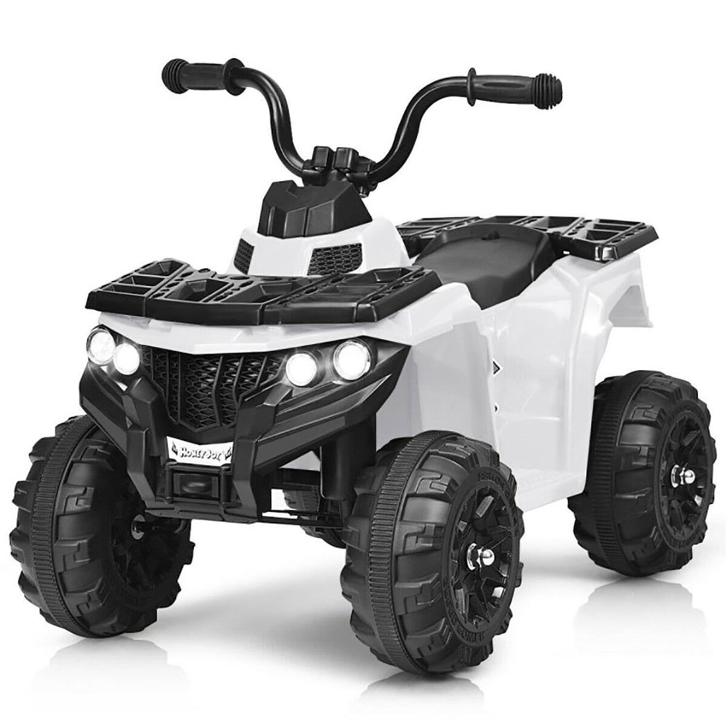 YYAo Kids 6V ATV, 4 Wheeler Ride on Quad Car Toy with LED Lights, Music, Foot Pedal & Wear-Resistant Wheels, Battery Powered Electric Vehicle for Kids Toddler 3+ Years Old, White