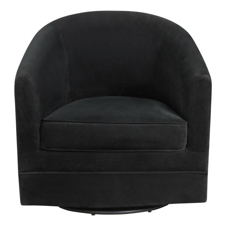 Costway Modern Swivel Barrel Chair Upholstered Velvet Armchair with Metal Base