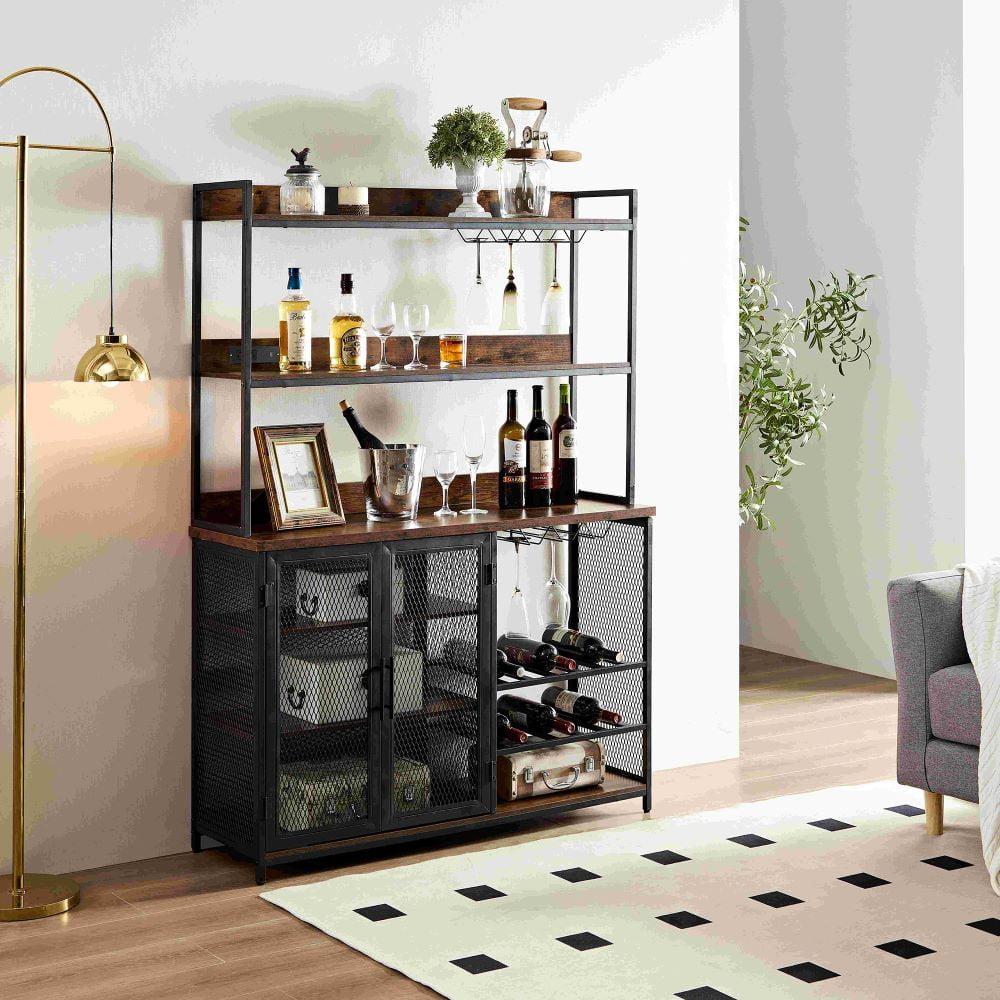 Canddidliike Coffee Bar Storage, Power Outlet, LED Illumination, Ample Space for Coffee Essentials