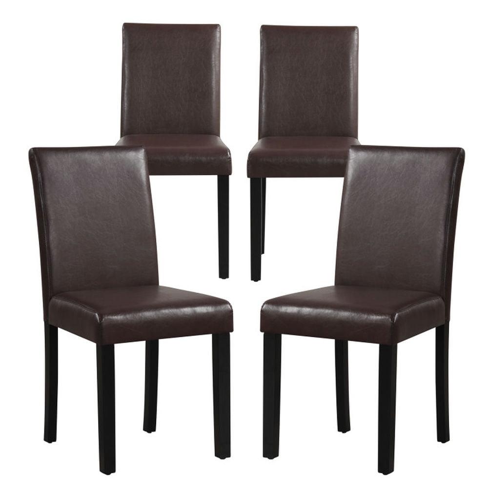 Tangkula Dining Chair Set of 4 w/ Acacia Wood Frame & Rubber Wood Legs Padded Backrest