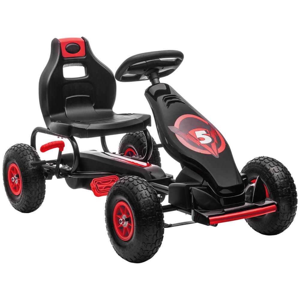 Canddidliike Kids Pedal Go Kart Ride-on Toy with Ergonomic Comfort, Pedal Car with Tough, Wear-Resistant Tread, Go Cart Kids Car for Boys & Girls with Suspension System, Red