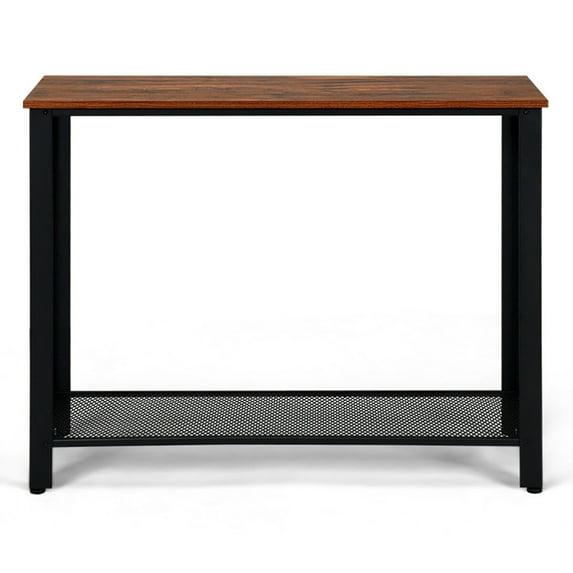 Costway Console Sofa Table W/ Storage Shelf Metal Frame Wood Look Entryway Table Black