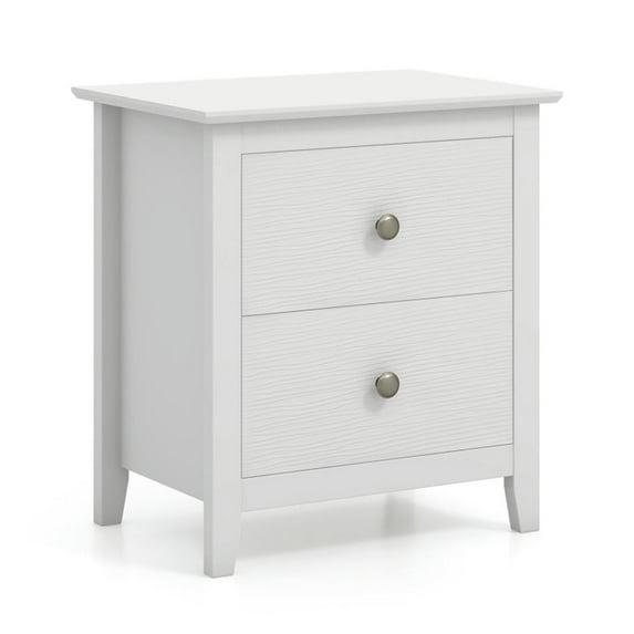 Tangkula Modern Nightstand with Storage 2 Drawers & Support Legs for Bedroom White
