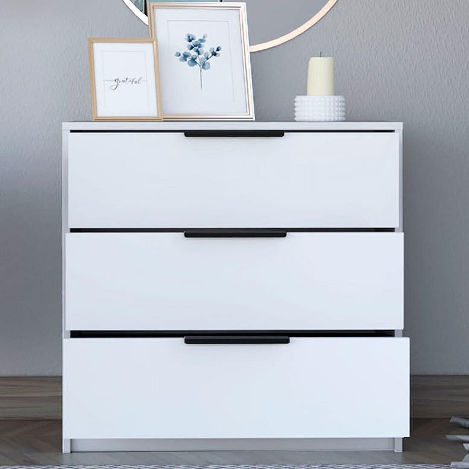 White Industrial 3-Drawer Solid Wood Nightstand