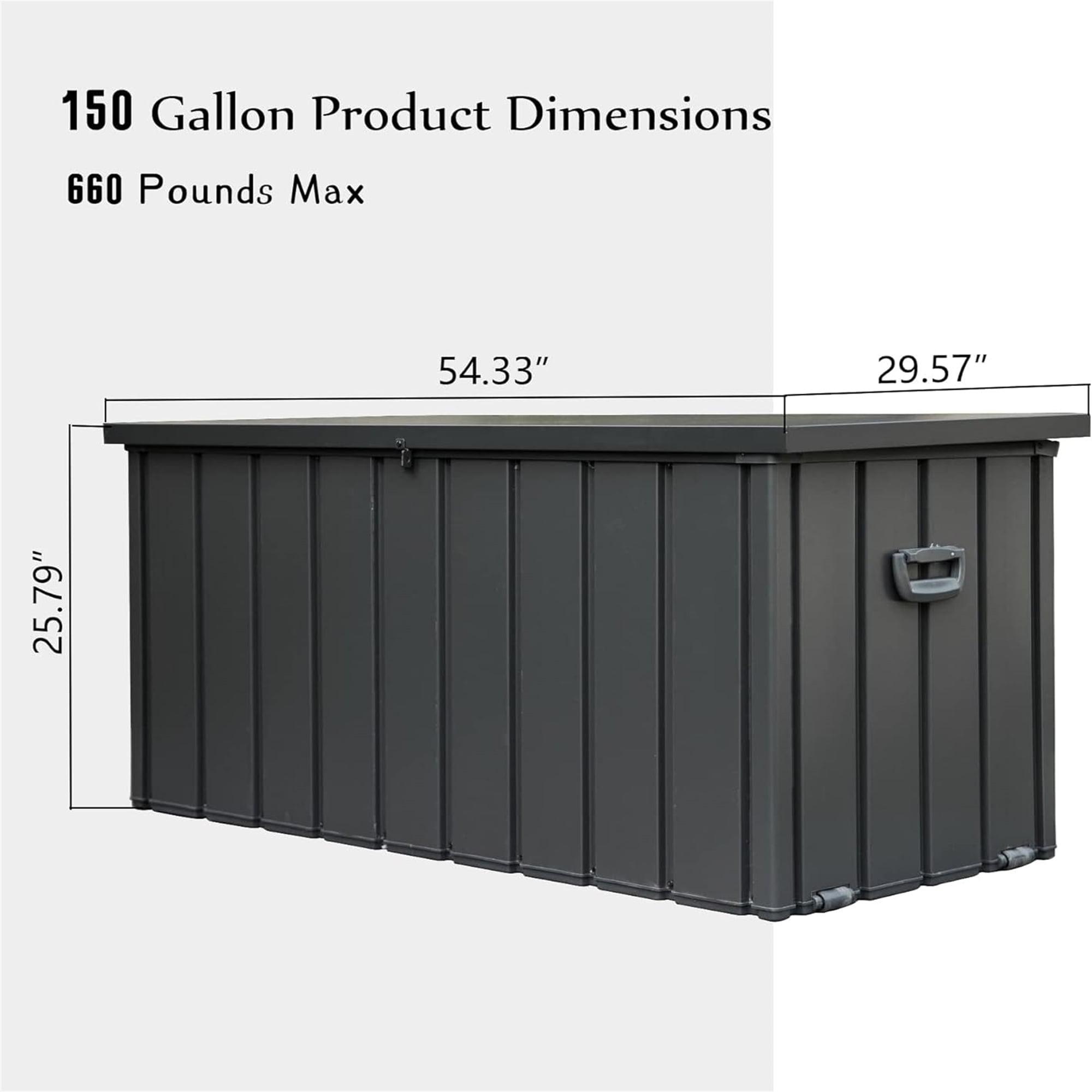 Dark Gray 150 Gallon Lockable Metal Deck Box