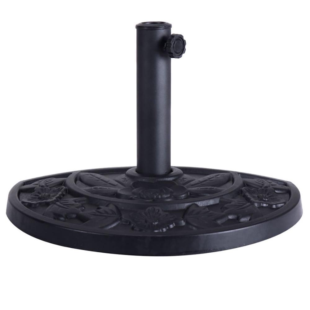 Black Ornate Concrete Half Round Umbrella Base, 20 Inch