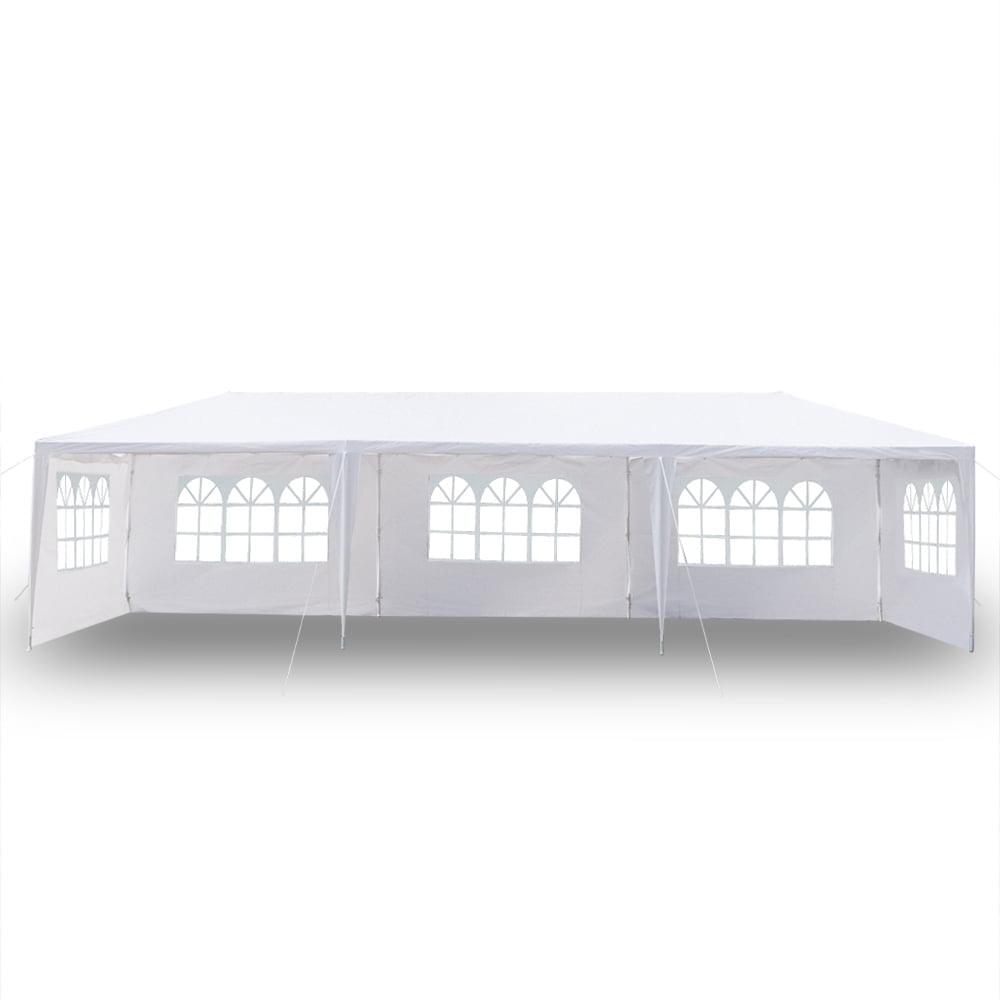 White 30' x 10' Outdoor Wedding Canopy Tent with 5 Sidewalls