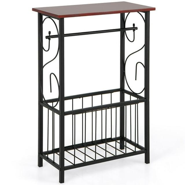 Spaco Side Sofa Narrow Table with Removable Paper Holder for Living Room-Brown, Small Side Table, End Table for Bedroom Living Room