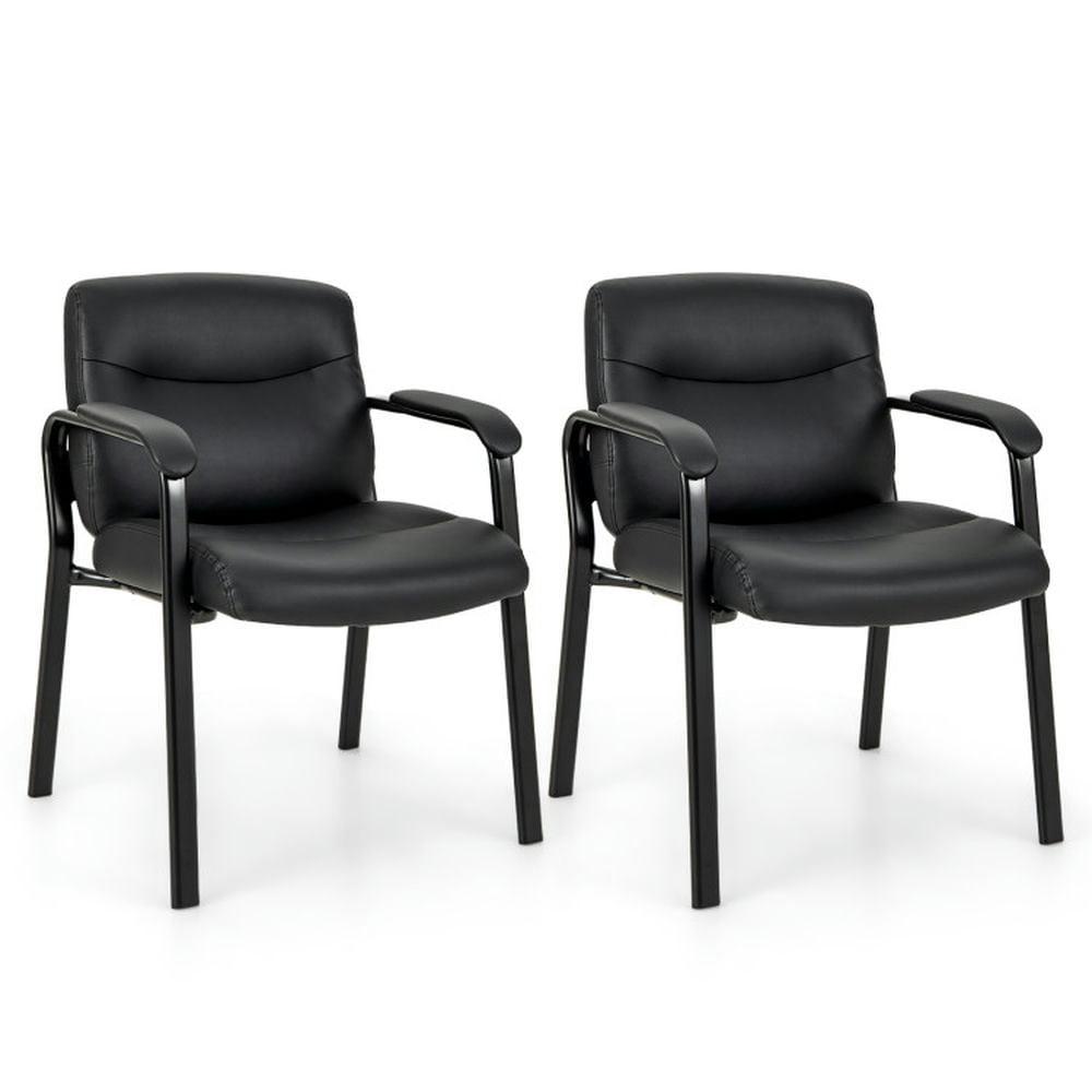 Tangkula Set of 2 Waiting Room Chair No Wheels w/ Padded Armrests Guest Chair for Meeting