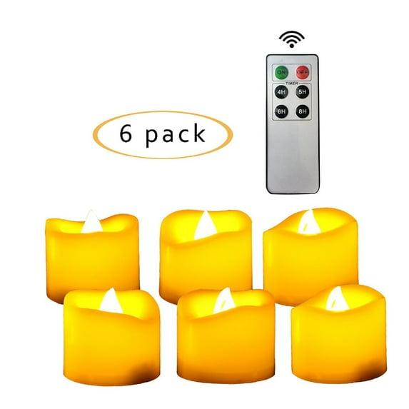 Candle Choice 6 Piece Flameless LED Votive Candles with Remote & Timer - Realistic Flickering Battery-operated Powered Electronic Tealight Candles 1.5”x1.5” Long Lasting Batteries Included 6-Pack