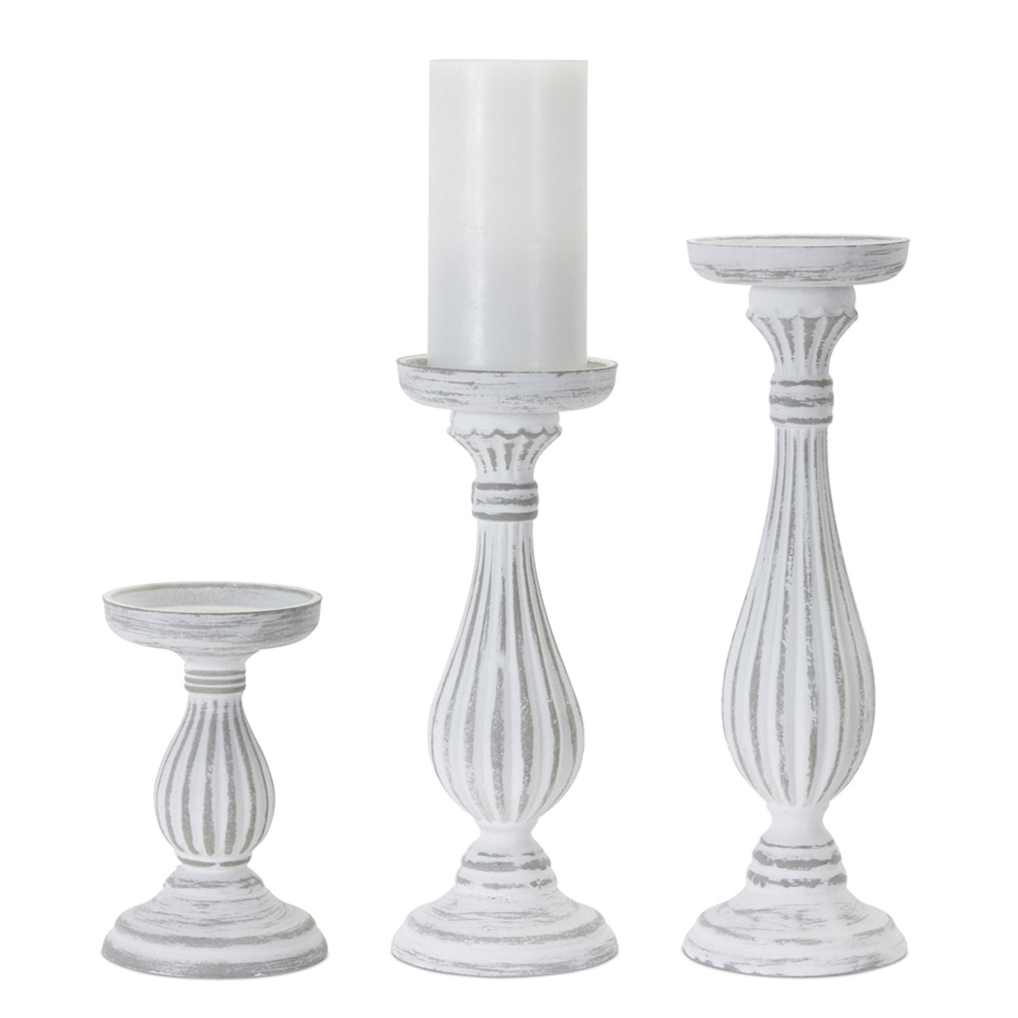 Melrose Traditional Wood Candle Holder (Set of 3)