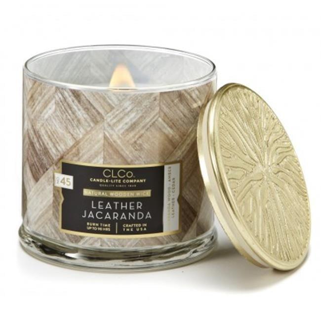 Candle Lite 260471 14 oz Leather Jacaranda Wood Wick Candle