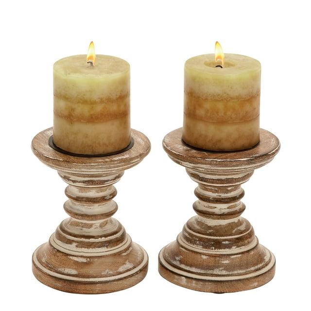 Candle Stands - Wood Candle Holder Pair