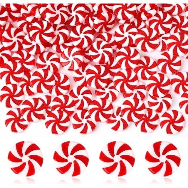 Candy Cane Christmas Decorations, 50Pcs Plastic Fake Candy Peppermint Candy Ornaments for Xmas Holiday Decor Party Favors Crafts