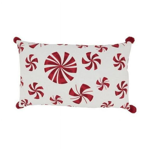 Saro Candy Cane Dreams Peppermints Throw Pillow Cover