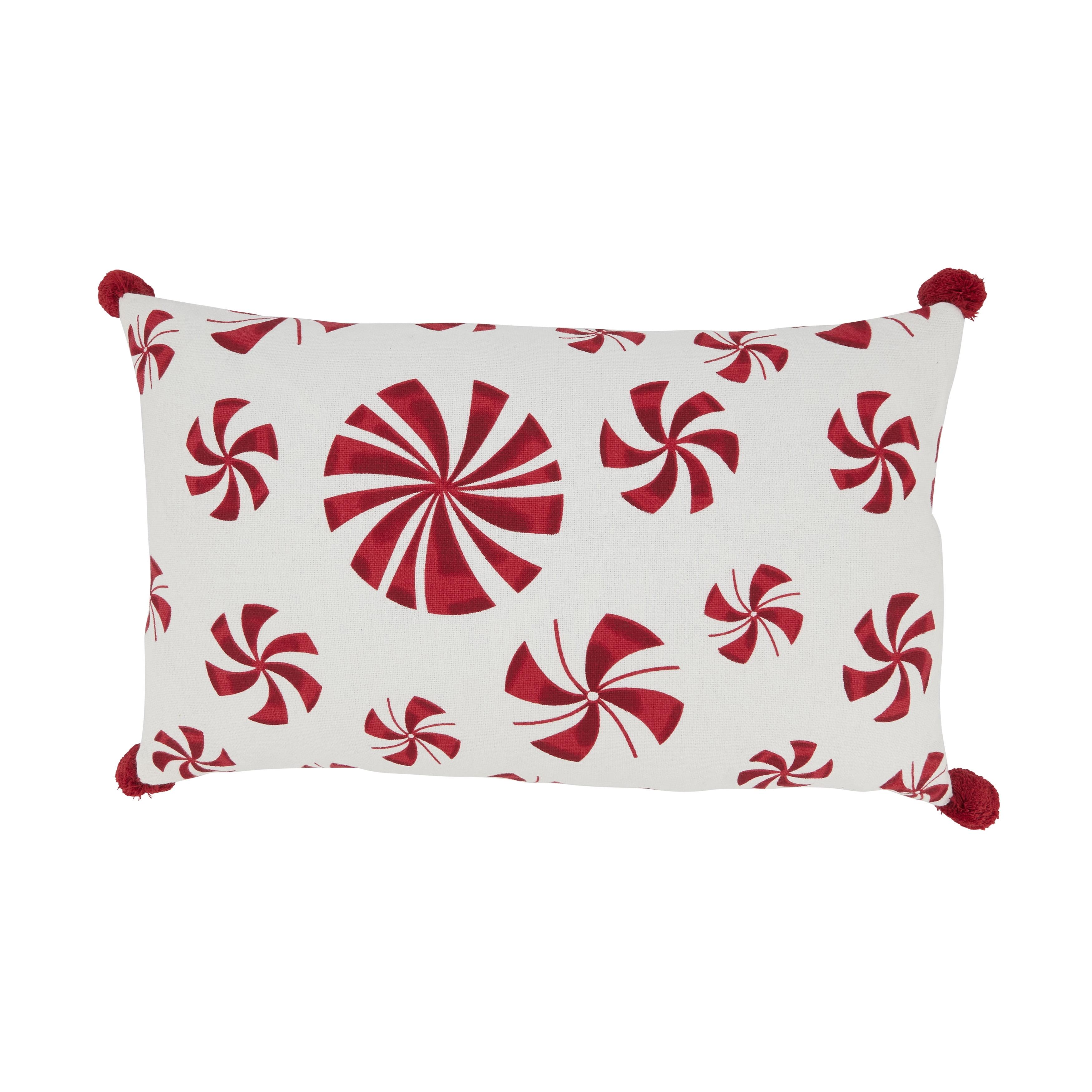 Saro Lifestyle Candy Cane Dreams Peppermints Throw Pillow Cover