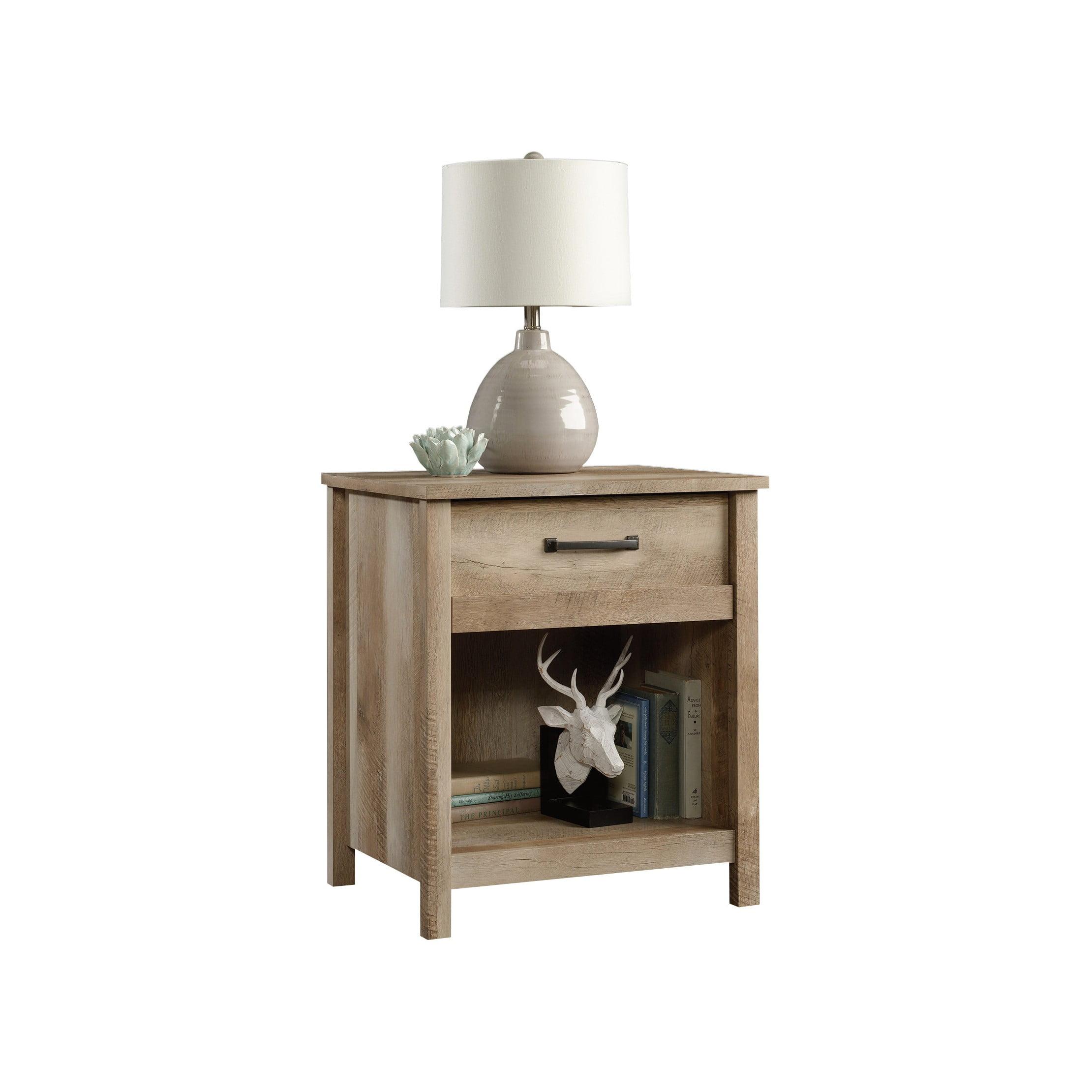 Cannery Bridge Lintel Oak Nightstand with Open Shelf and Drawer