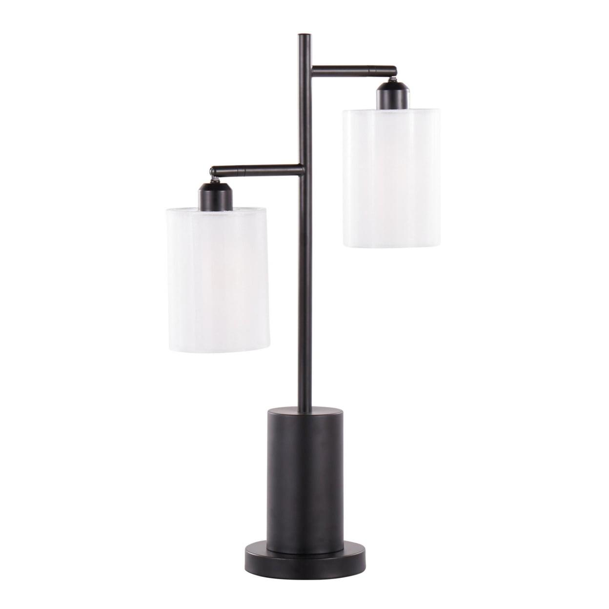 Adjustable Black Metal Table Lamp with White Shades