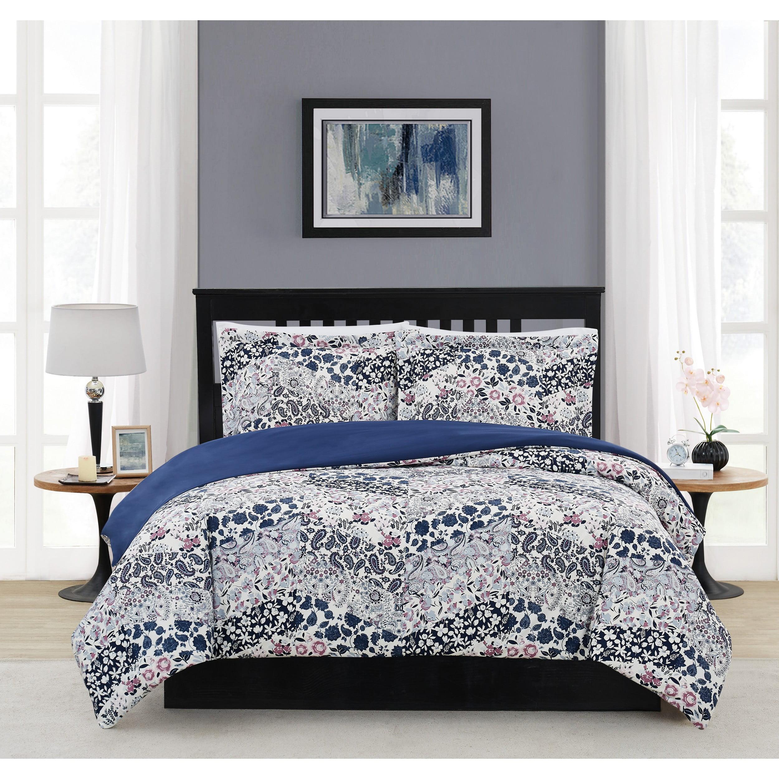 Chelsea Full/Queen Blue and Purple Microfiber Duvet Cover Set