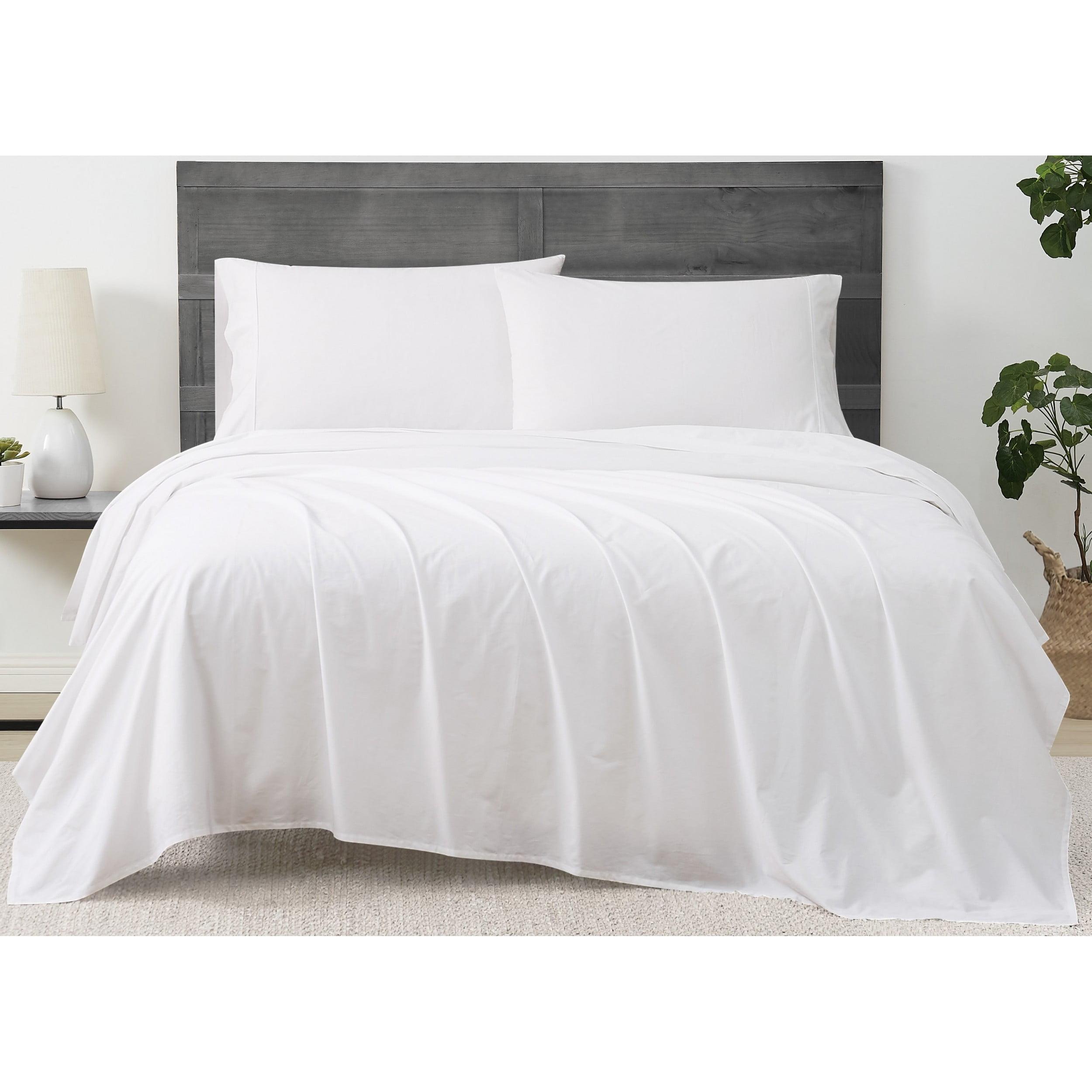 White Twin XL Organic Cotton Percale Sheet Set