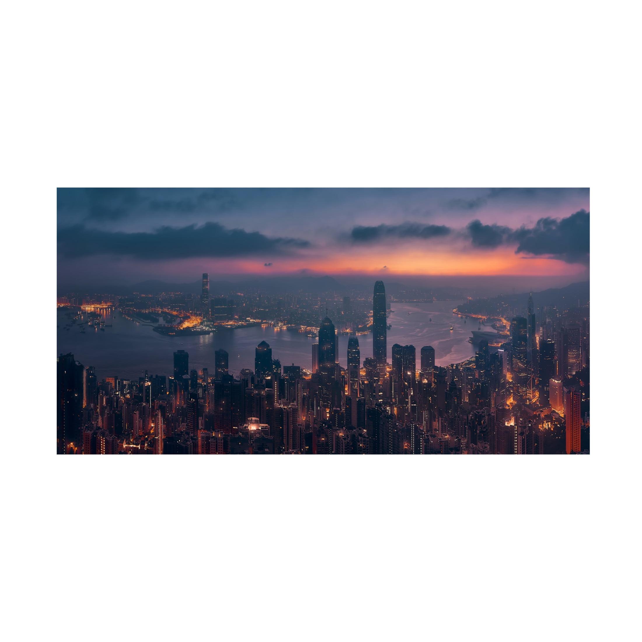 Canvas Wall Art - Javier De La 'Sunrising Hong Kong' Wall Art for Living Room, Bedroom, or Office D?cor by Trademark Fine Art - 32 x 16 Inches