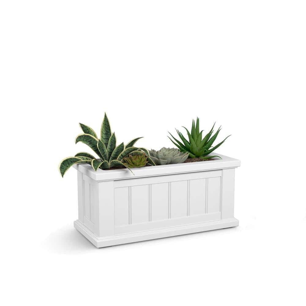 Cape Cod 24" x 11" x 11" Rectangle White Self-Watering Plastic Planter
