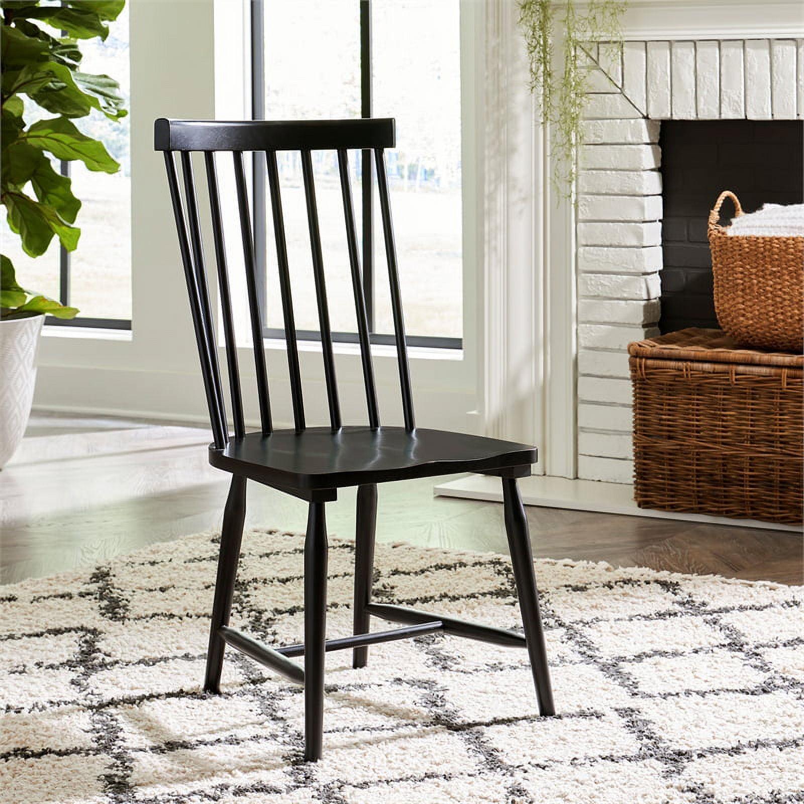 Black Wood Windsor Slat Back Side Chair