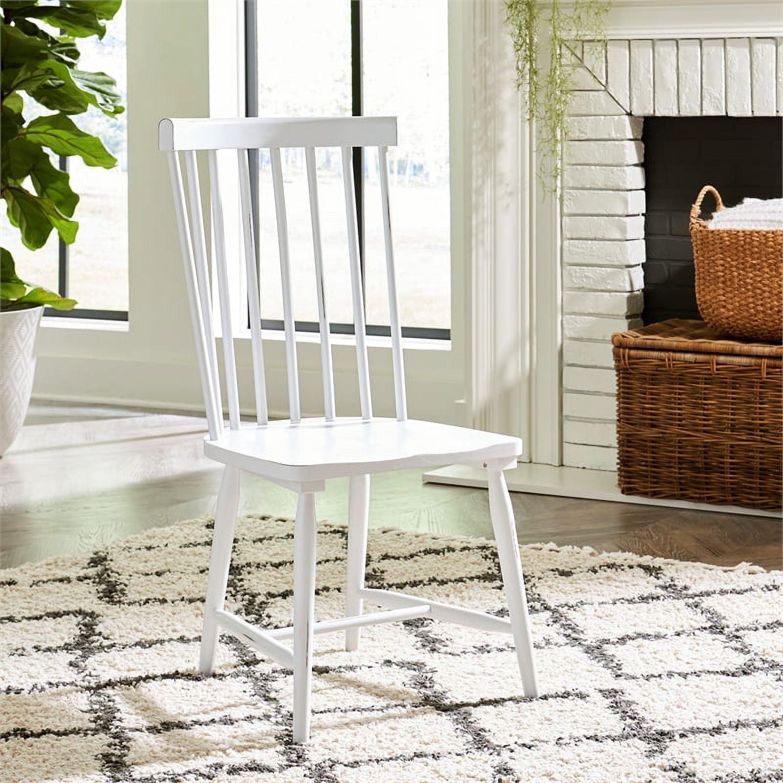 White Wood Windsor Slat Back Side Chair