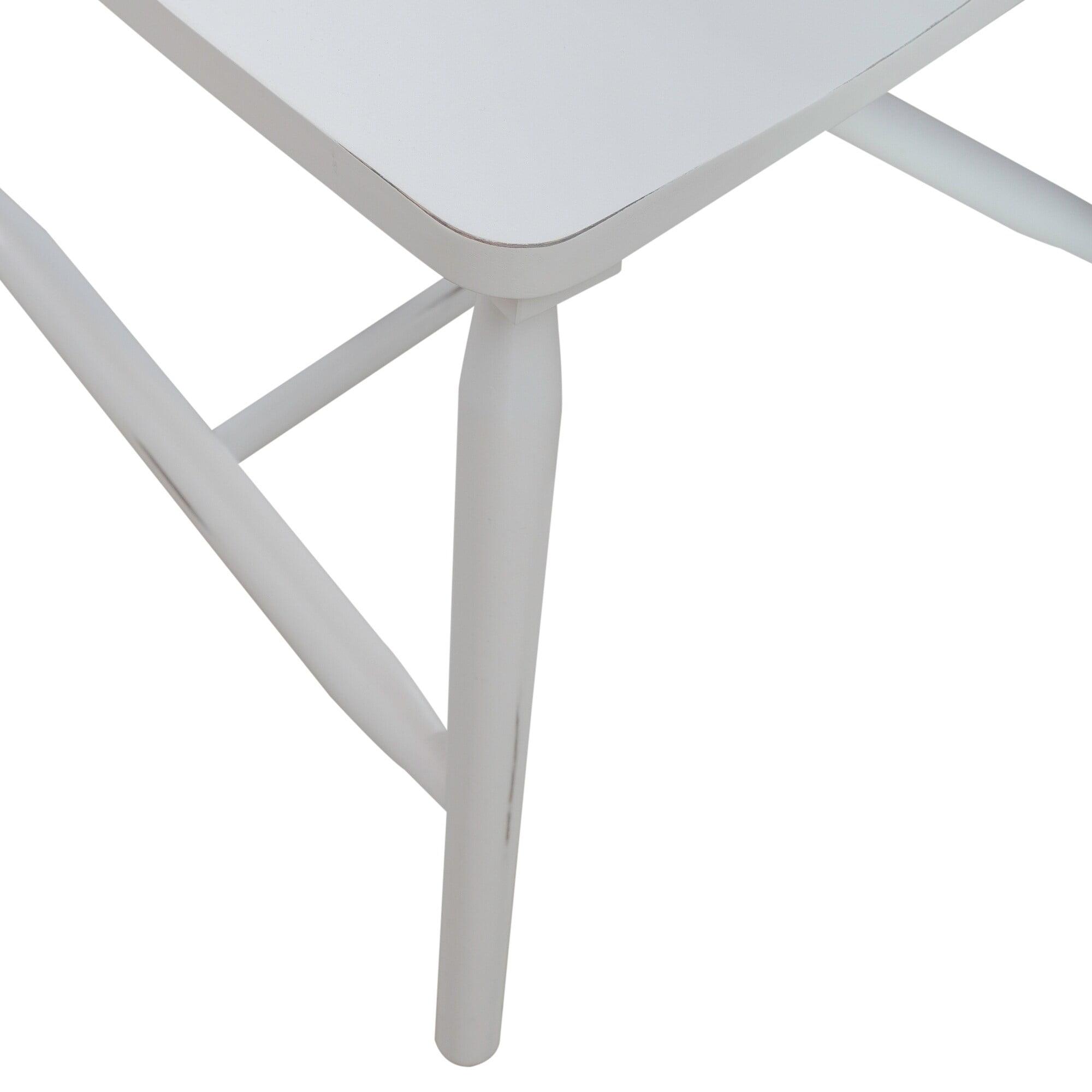 Capeside Coastal White Wood Windsor Side Chair with Saddle Seat