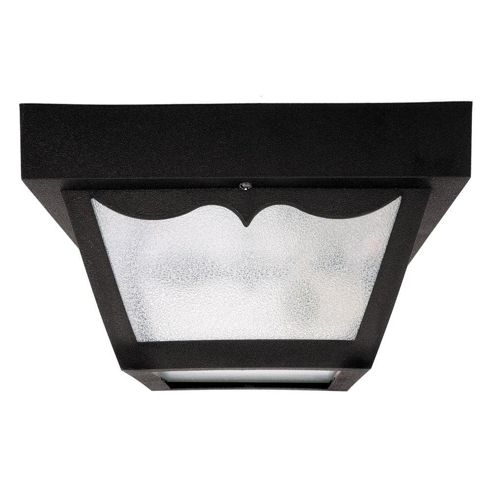 Black Textured Glass Indoor/Outdoor Flush Mount Light