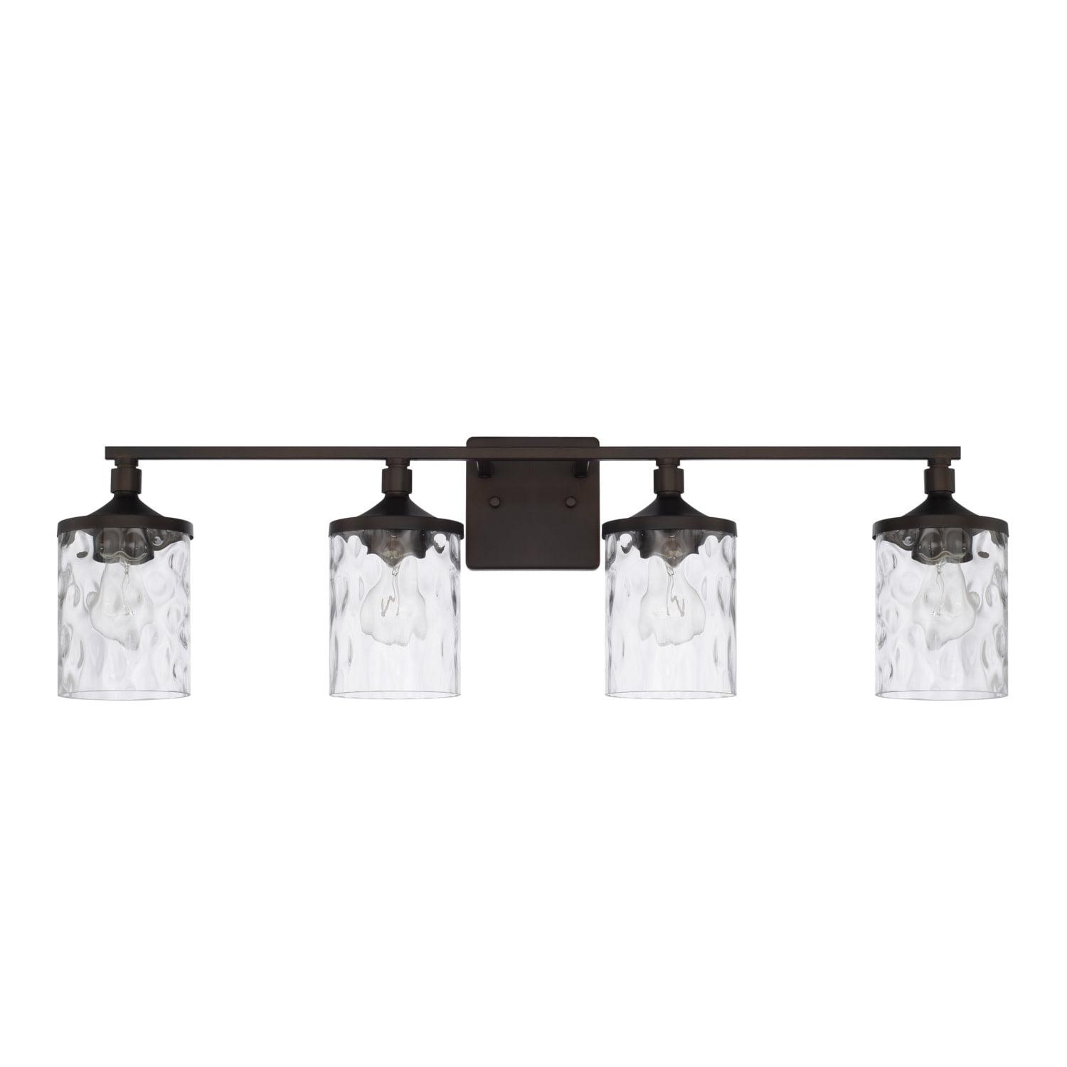 Colton Bronze 4-Light Vanity with Clear Water Glass Shades