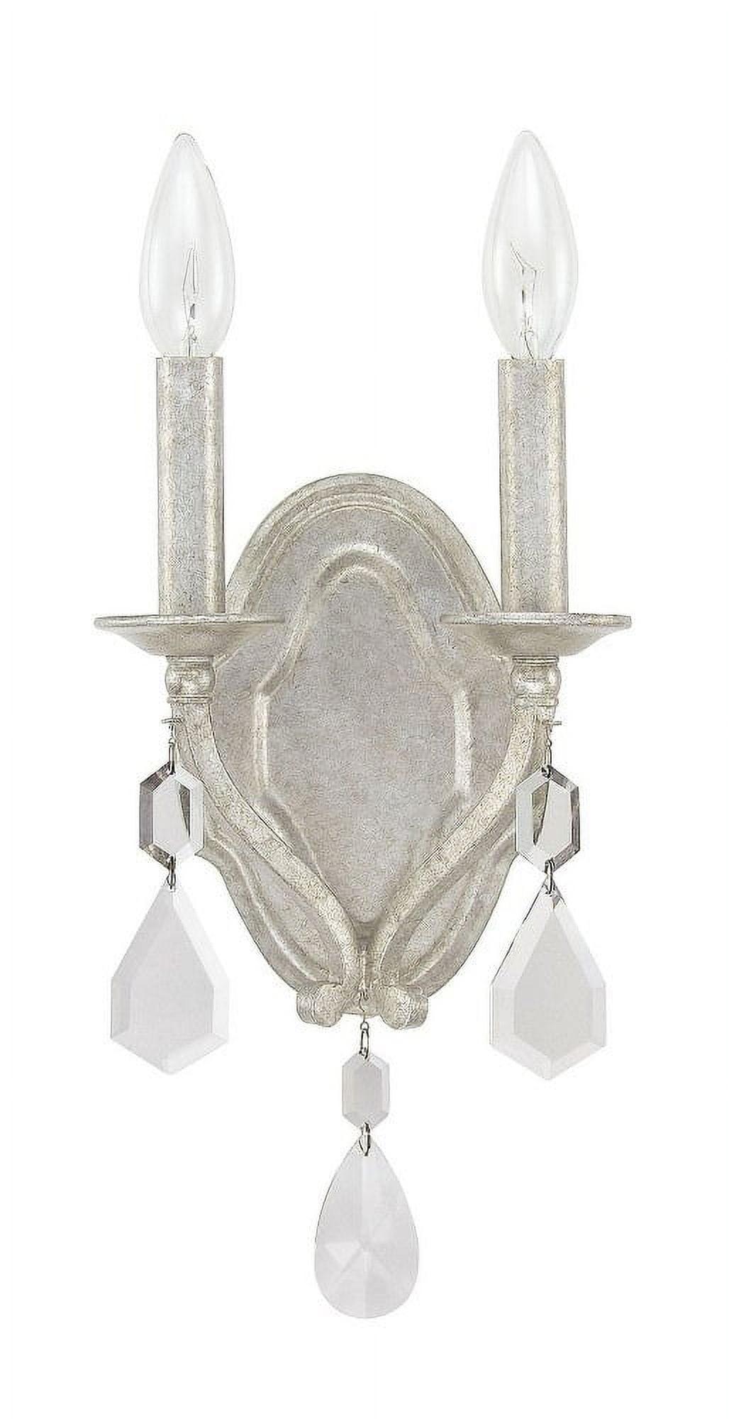 Blakely Antique Silver 2-Light Wall Sconce with Faceted Crystals