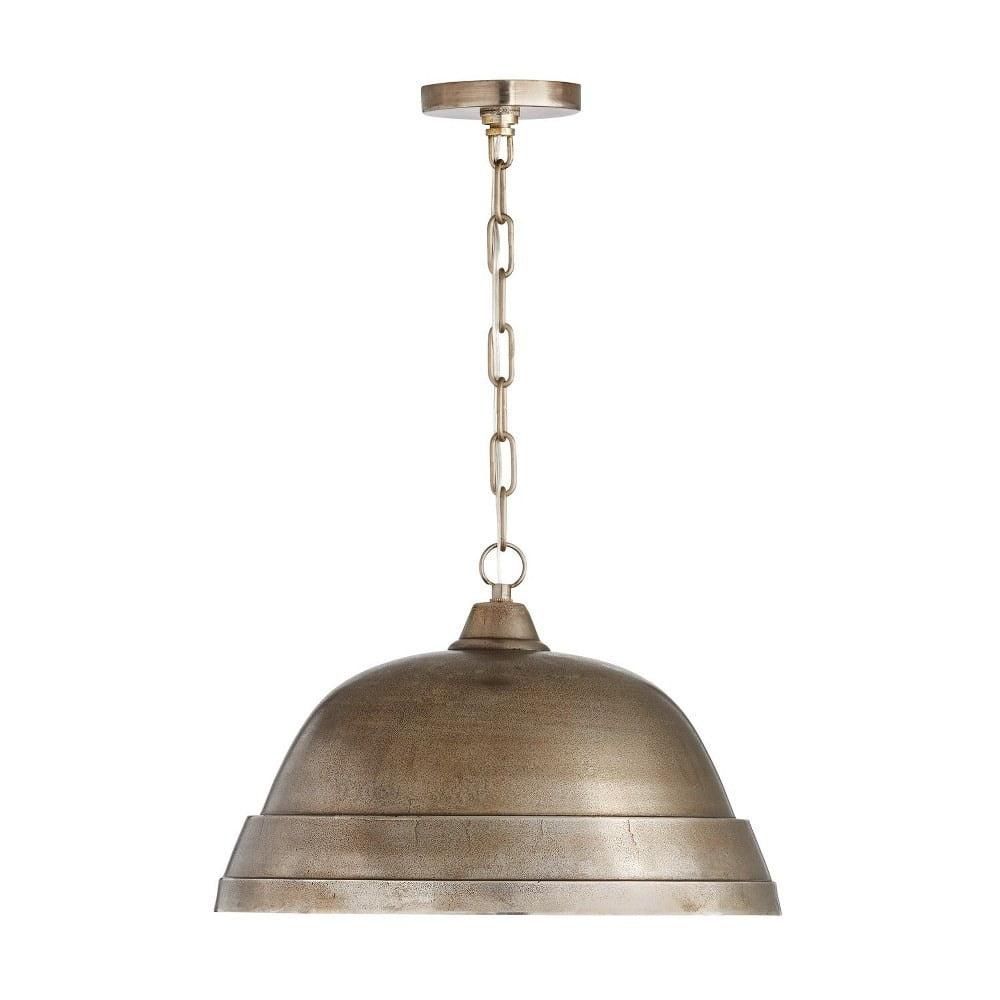 Oxidized Nickel Dome Pendant Light with Distressed Texture