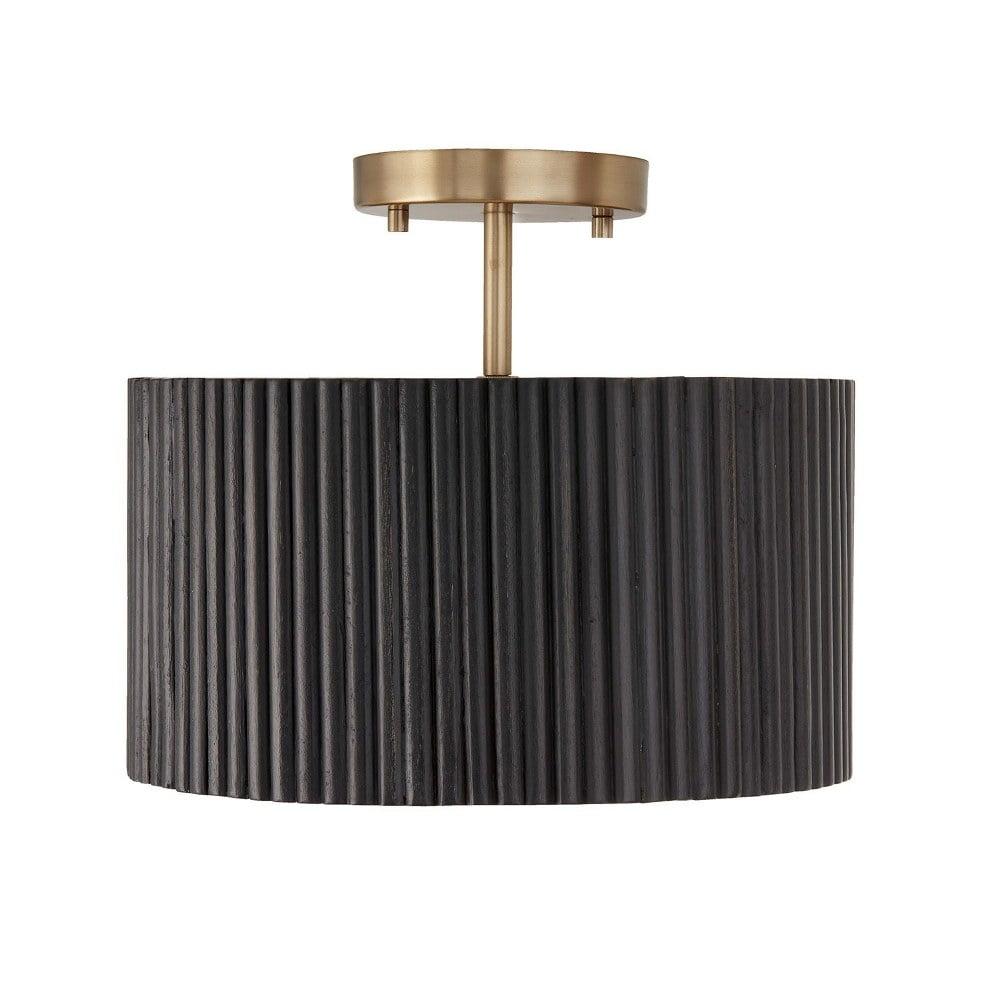 Donovan Black Stain and Matte Brass Drum Pendant Light