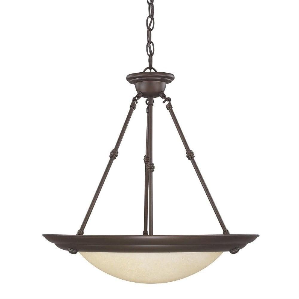 Elegant Burnished Bronze 3-Light Pendant with Mist Scavo Glass