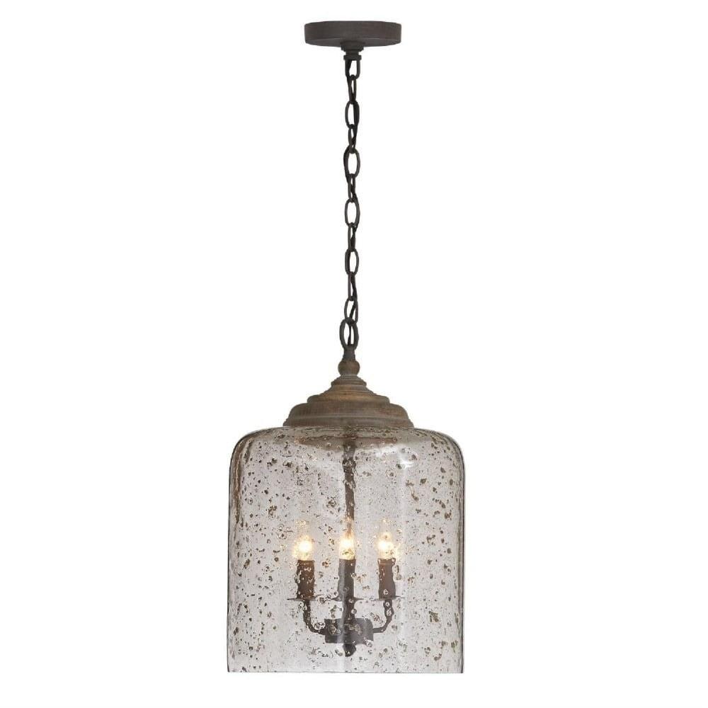 Nordic Grey Clear Glass 3-Light Drum Pendant