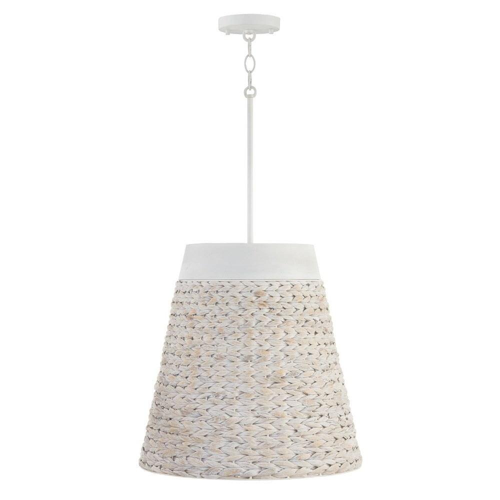 Tallulah 4-Light Hand-Woven Drum Pendant in Chalk Wash