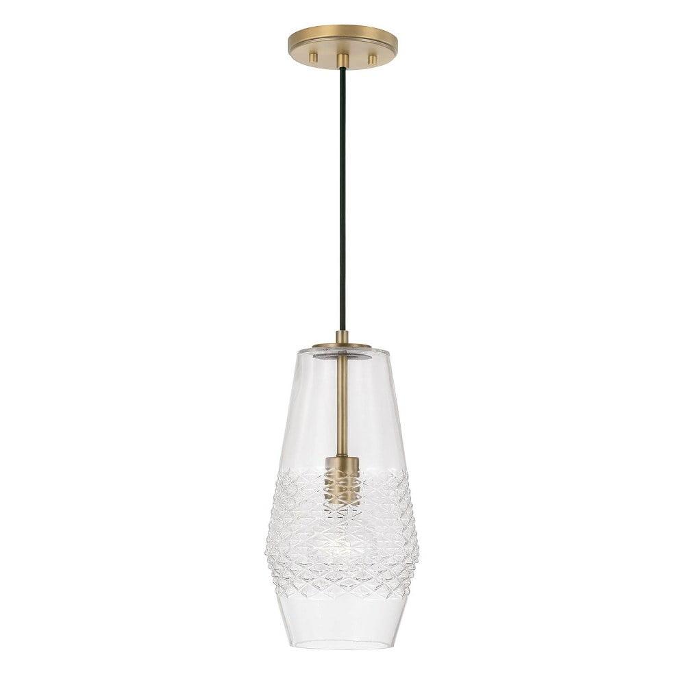 1 Light Pendant In Transitional Style-14.25 Inches Tall And 7 Inches Wide-Aged Brass Finish    -Traditional Installation Capital Lighting 345011Ad