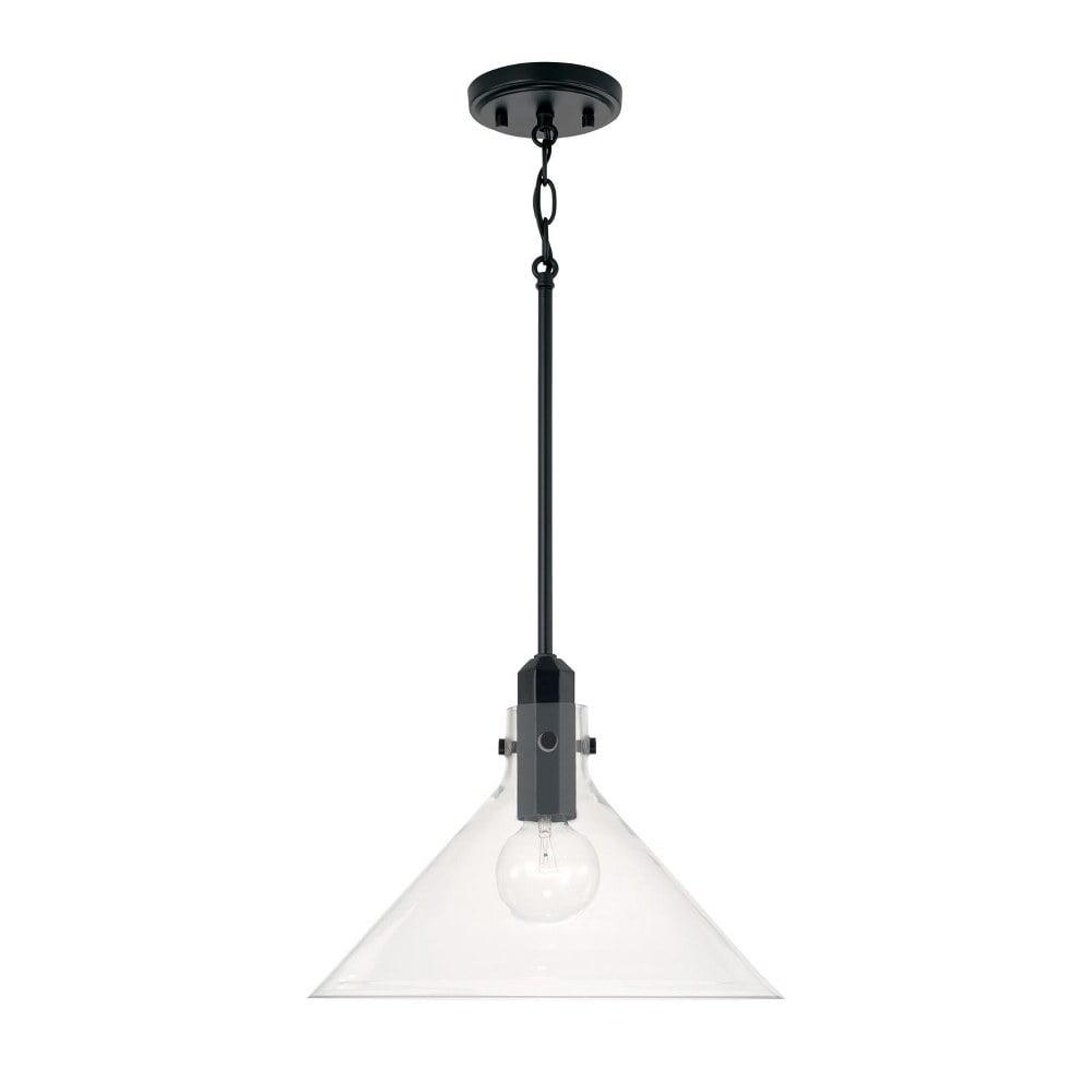 Greer Modern Matte Black Clear Glass Pendant Light