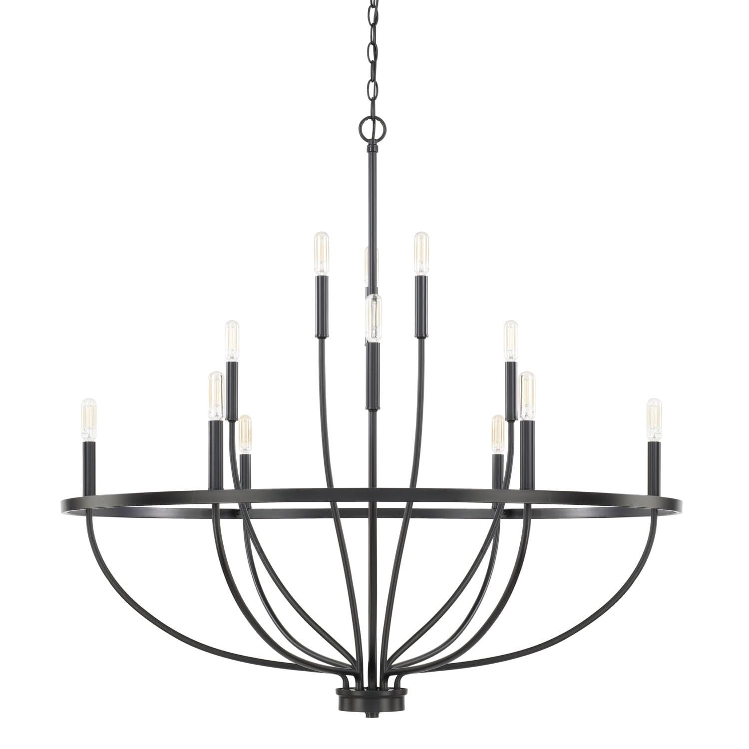 Greyson Urban 12-Light Matte Black Vine-Style Round Chandelier