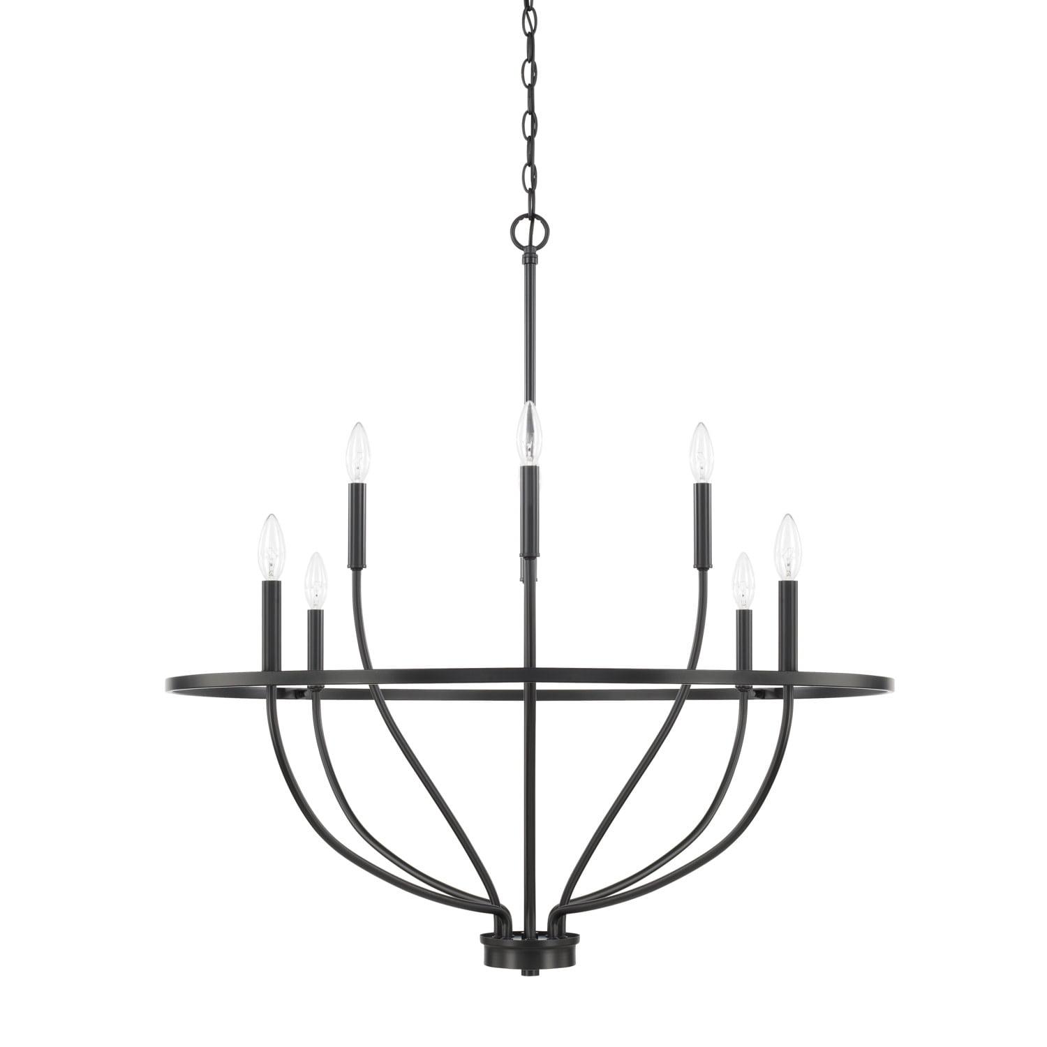 Greyson Matte Black Beaded 8-Light Chandelier with Adjustable Chain