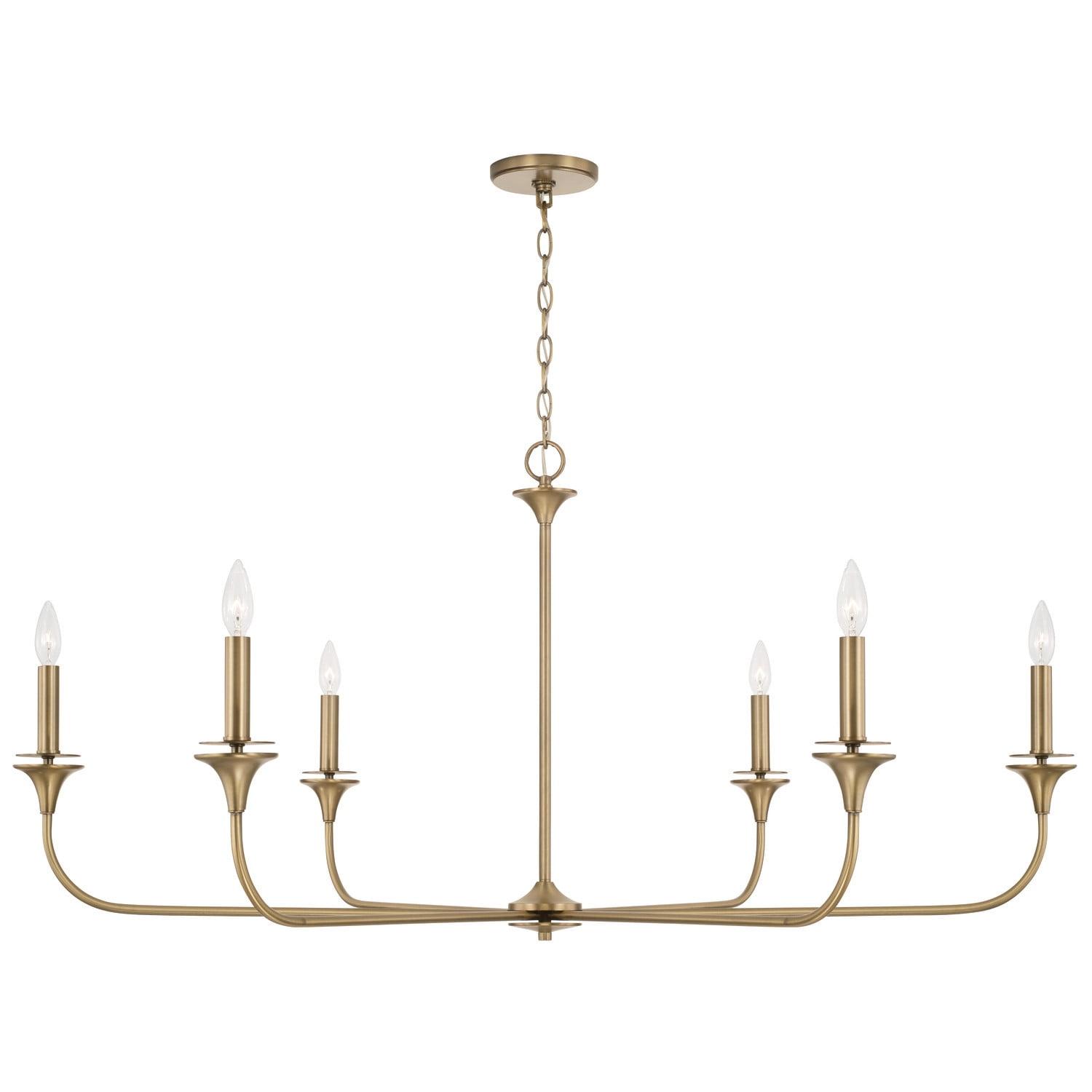 Aged Brass 49" Wide 6-Light Candle Style Chandelier