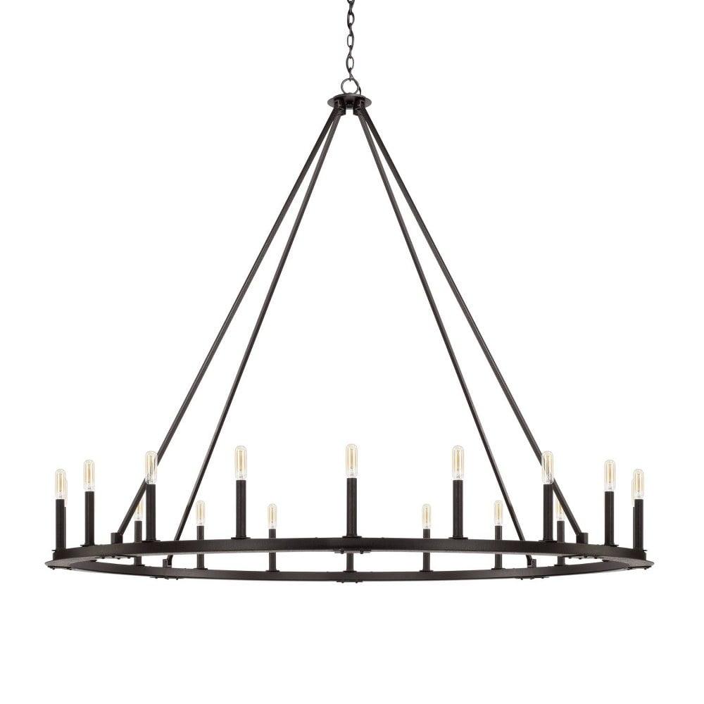 Black Iron 60" Wide 20-Light Candle Chandelier