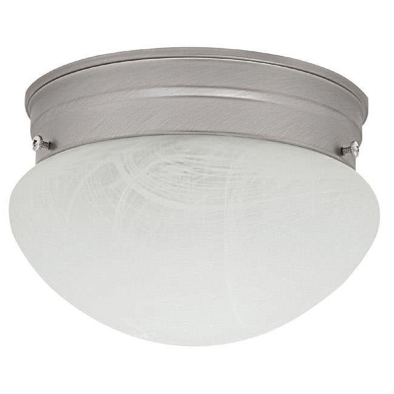 Matte Nickel 2-Light Flush Mount with White Glass Bowl