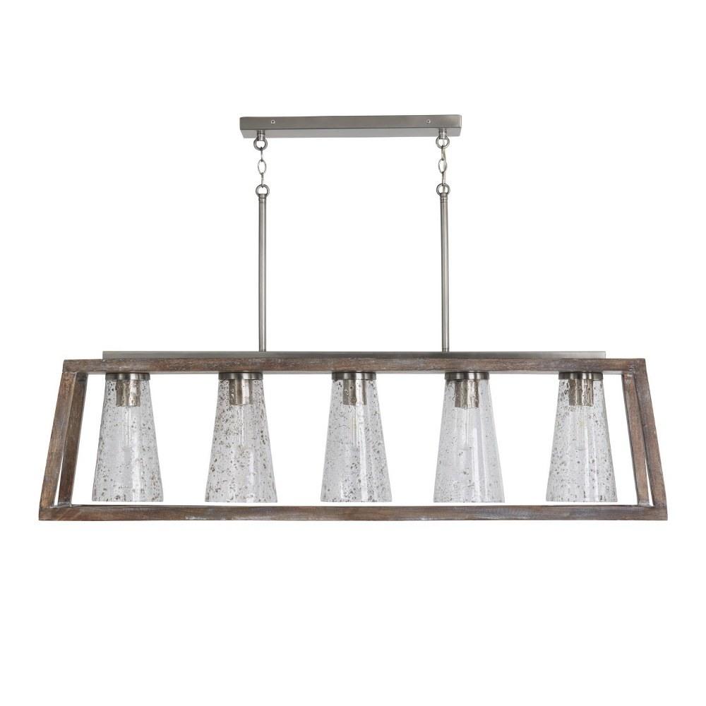 Connor 5-Light Black Wash and Nickel Chandelier with Seeded Glass