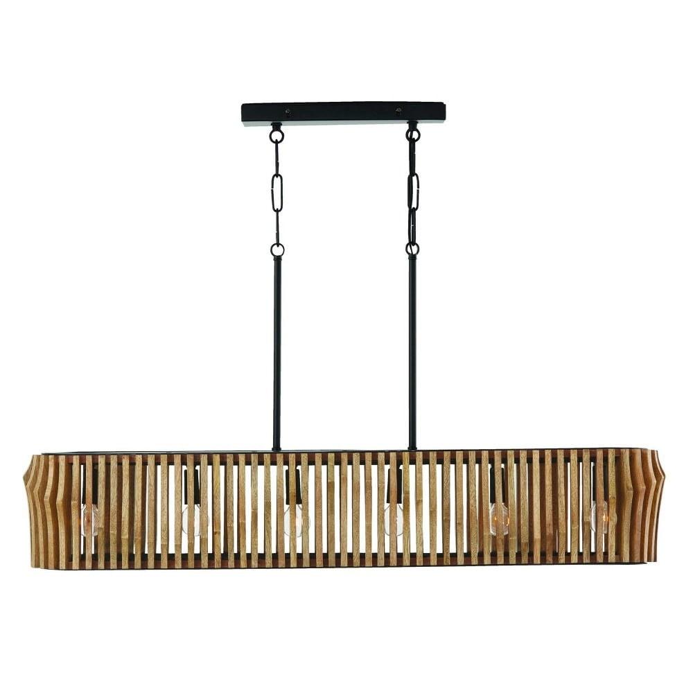 Capital Lighting Archer 6 - Light Island Pendant Light in  Light Wood/Matte Black